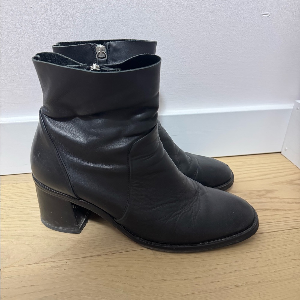 Black Leather Ankle Boots